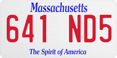 MA license plate 641ND5