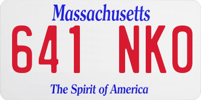 MA license plate 641NK0