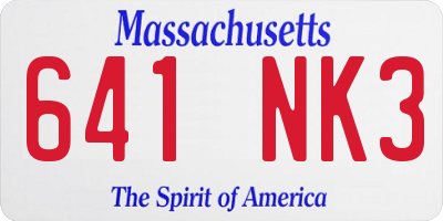 MA license plate 641NK3