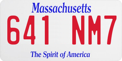 MA license plate 641NM7