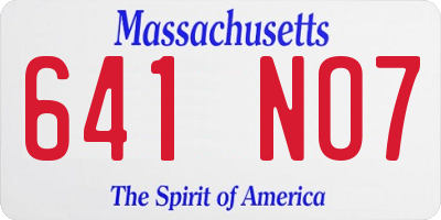 MA license plate 641NO7