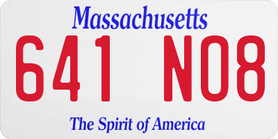 MA license plate 641NO8