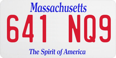 MA license plate 641NQ9