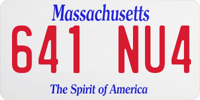 MA license plate 641NU4