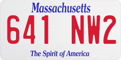 MA license plate 641NW2