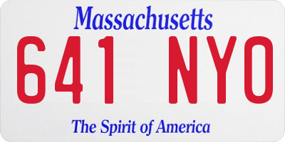MA license plate 641NY0
