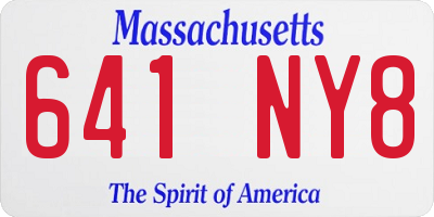 MA license plate 641NY8