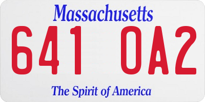 MA license plate 641OA2