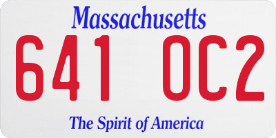 MA license plate 641OC2