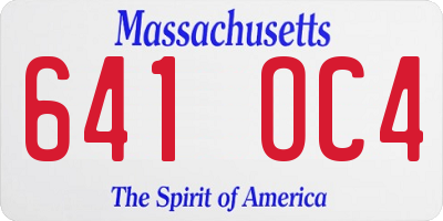 MA license plate 641OC4