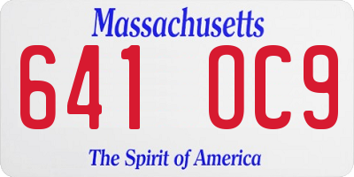 MA license plate 641OC9