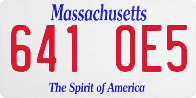 MA license plate 641OE5