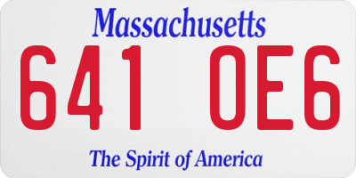MA license plate 641OE6