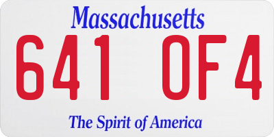 MA license plate 641OF4
