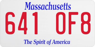 MA license plate 641OF8