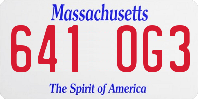 MA license plate 641OG3