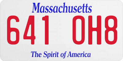 MA license plate 641OH8