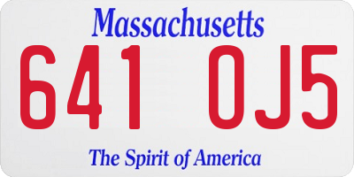 MA license plate 641OJ5