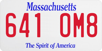 MA license plate 641OM8