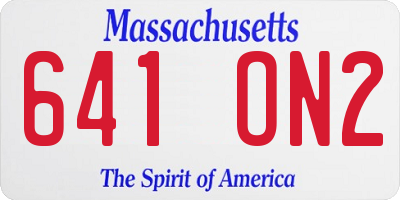 MA license plate 641ON2