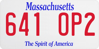 MA license plate 641OP2