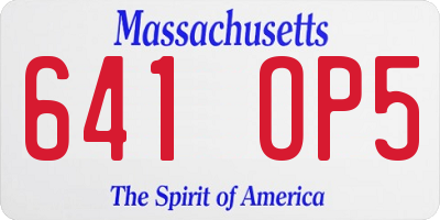 MA license plate 641OP5