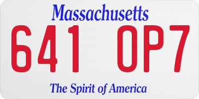MA license plate 641OP7