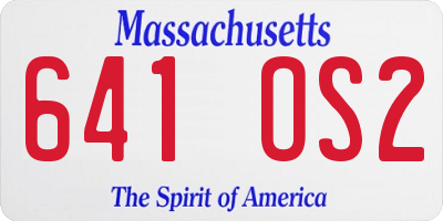 MA license plate 641OS2