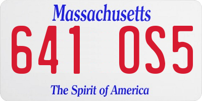 MA license plate 641OS5