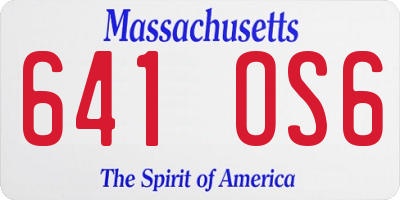 MA license plate 641OS6