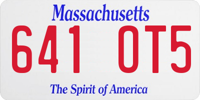MA license plate 641OT5