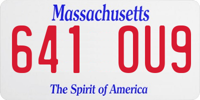 MA license plate 641OU9