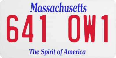 MA license plate 641OW1