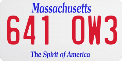 MA license plate 641OW3