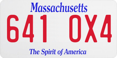 MA license plate 641OX4