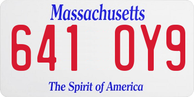 MA license plate 641OY9