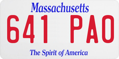 MA license plate 641PA0