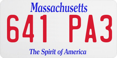 MA license plate 641PA3