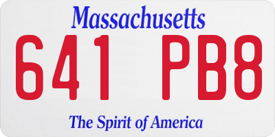 MA license plate 641PB8