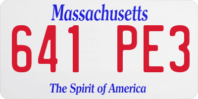 MA license plate 641PE3