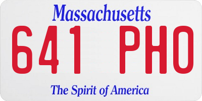 MA license plate 641PH0