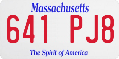 MA license plate 641PJ8