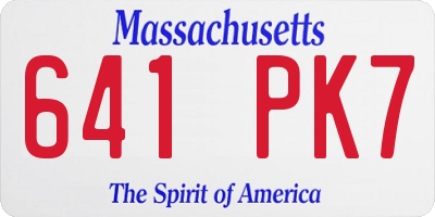 MA license plate 641PK7