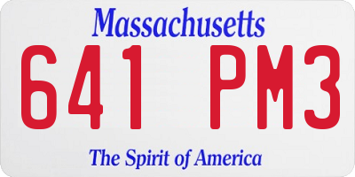 MA license plate 641PM3