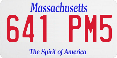 MA license plate 641PM5