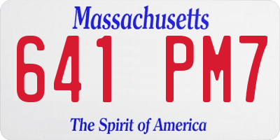 MA license plate 641PM7