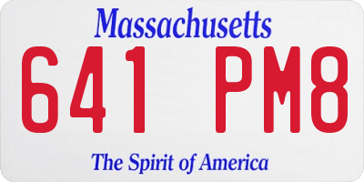 MA license plate 641PM8