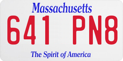 MA license plate 641PN8