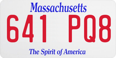 MA license plate 641PQ8