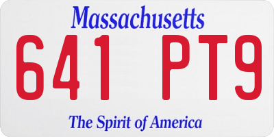 MA license plate 641PT9